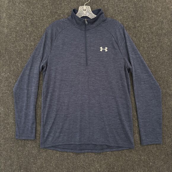 Under Armour Pullover Mens Medium Blue Heather HeatGear Half 1/2 Zip Performance - Picture 1 of 7
